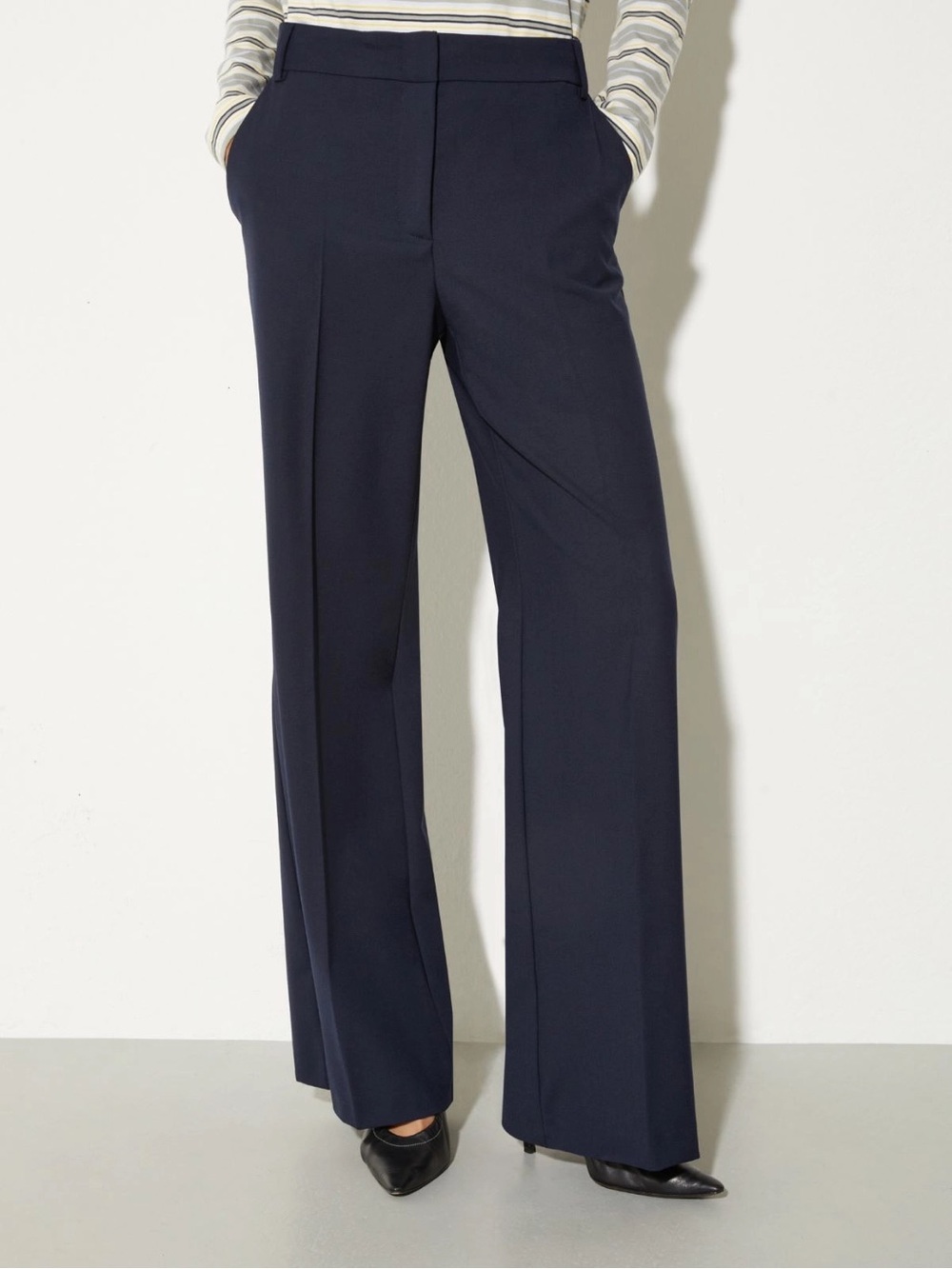 NWOT Talbots Wool Blend Wide-Leg Dress Pants in Navy Blue